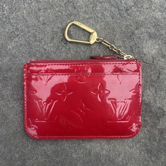 Louis Vuitton Red Vernis Pochette Key Cles Card Case Coin Purse - Picture 7 of 12